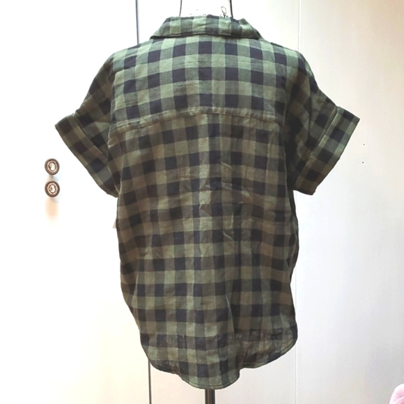 Womens Dark Green & Black Buffalo Check Button down top Sz.Medium - Picture 3 of 3